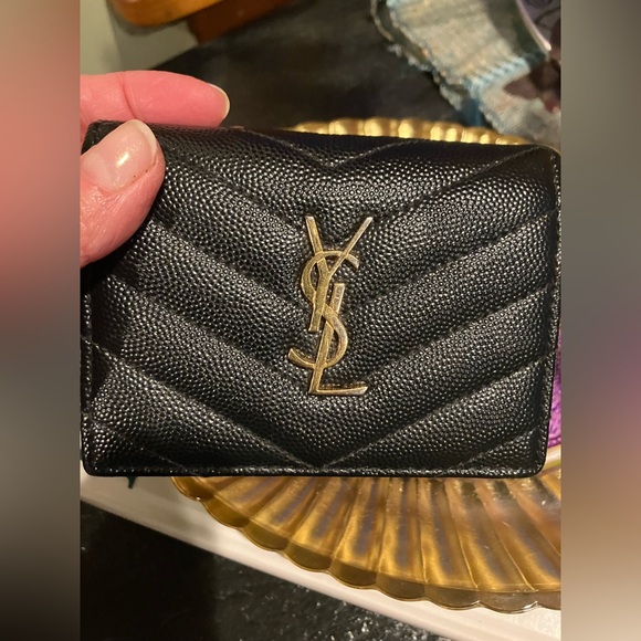 Traded NFS YSL Black Maltese Leather Compact Wallet - Picture 7 of 15